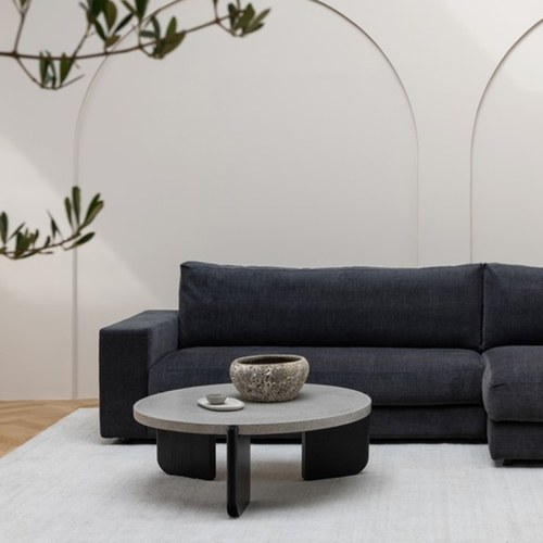 丹麥Tolv 水磨石面圓形茶几 (黑)