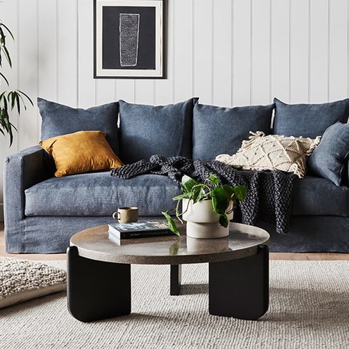 丹麥Tolv 水磨石面圓形茶几 (黑)