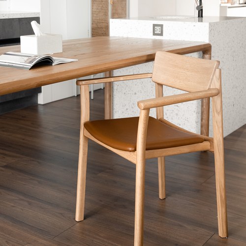 丹麥Tolv Poise典藏實木扶手椅(橡木/皮革椅墊)