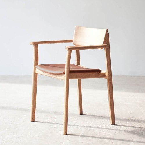 丹麥Tolv Poise典藏實木扶手椅(橡木/皮革椅墊)