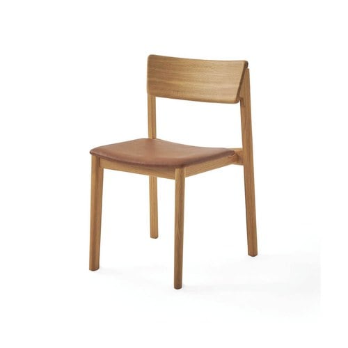 丹麥Tolv Poise典藏實木可堆疊單椅(橡木/皮革椅墊)