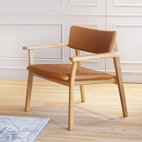 丹麥Tolv Poise典藏實木單人沙發 (橡木/皮革椅墊)