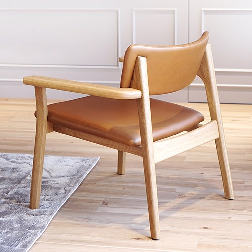 丹麥Tolv Poise典藏實木單人沙發 (橡木/皮革椅墊)
