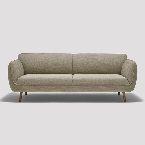 丹麥Tolv 柔軟線條布面三人沙發 (淺灰)