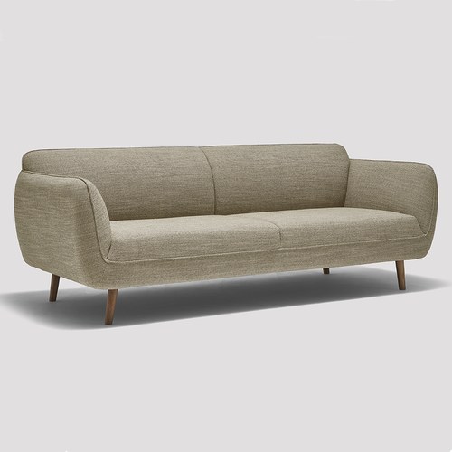 丹麥Tolv 柔軟線條布面三人沙發 (淺灰)