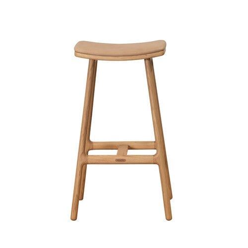 丹麥Tolv Odd 微波浪皮革吧台椅 (橡木/淺焦糖)