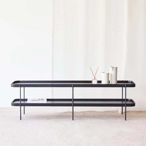 丹麥Tolv Humla 立體邊緣多層置物展架 (黑、高45 公分)