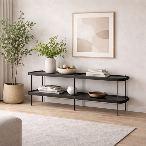 丹麥Tolv Humla 立體邊緣多層置物展架 (黑、高45 公分)