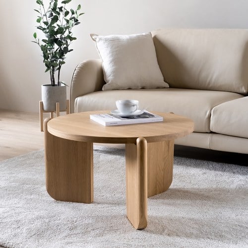 丹麥Tolv 全實木圓形茶几(高43公分)