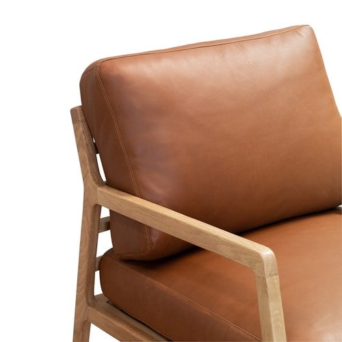 丹麥Tolv 斜背休閒皮革單人沙發 (深焦糖)