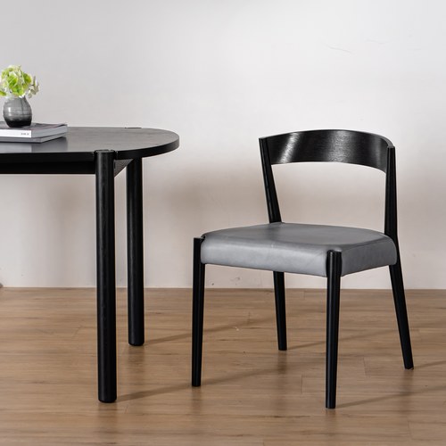 丹麥Tolv一字靠背單椅 (黑/鐵灰皮革)