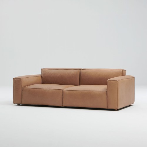 丹麥Tolv Baker積木皮革一字沙發 (焦糖)