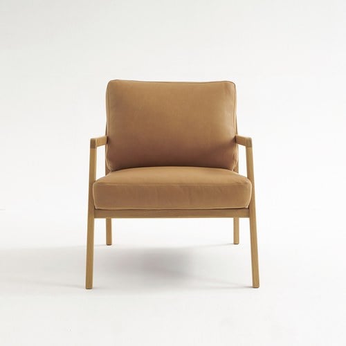 丹麥Tolv 斜背皮革休閒椅 (焦糖)