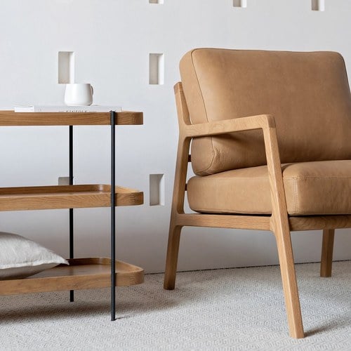 丹麥Tolv 斜背皮革休閒椅 (焦糖)