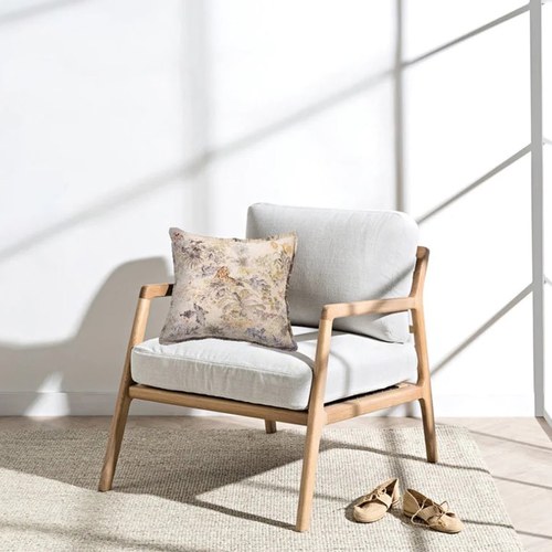 丹麥Tolv 斜背休閒布面單人沙發 (米白)