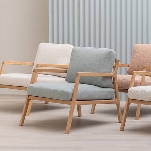 丹麥Tolv 斜背休閒布面單人沙發 (粉藍)