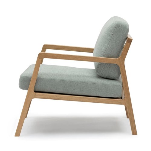 丹麥Tolv 斜背休閒布面單人沙發 (粉藍)