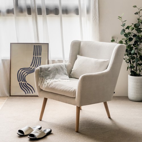 丹麥Tolv 北歐優雅扶手單人沙發 (米白)