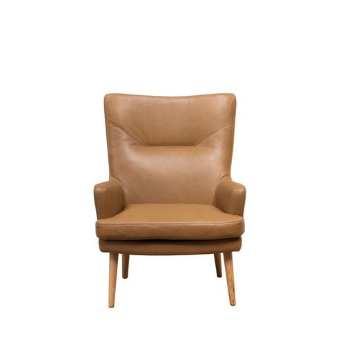 丹麥Tolv 一字縫線皮革單人沙發 (焦糖)