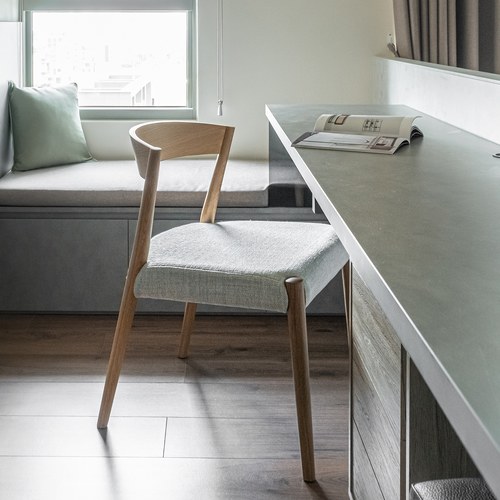 丹麥Tolv 一字靠背單椅 (布面/混麻灰)