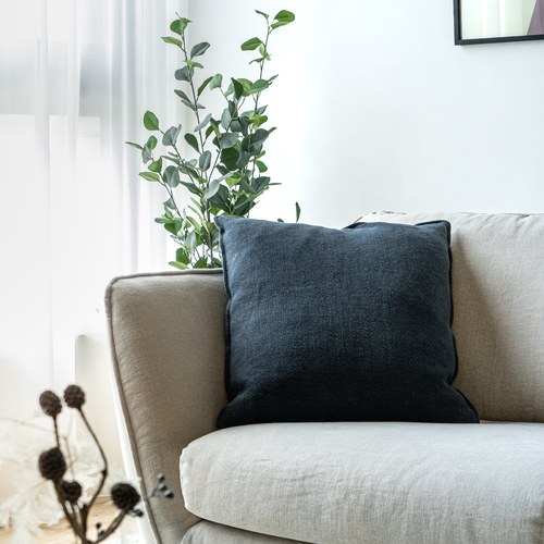 丹麥Tolv 棉麻抱枕 (50x50、墨灰)