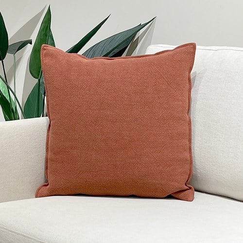 丹麥Tolv 棉麻抱枕 (50x50、磚紅)