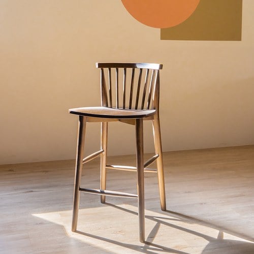 丹麥Tolv Requin 鏤空椅背吧台椅 (深橡木)