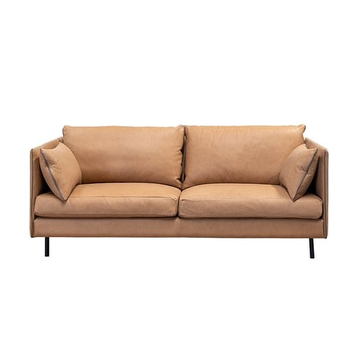 丹麥Tolv Weekend北歐假日皮革沙發 (淺焦糖、190公分)