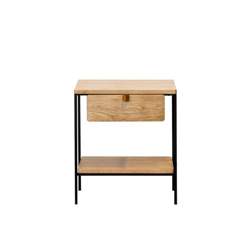 丹麥Tolv Feya 俐落金屬腳方形邊桌(橡木)