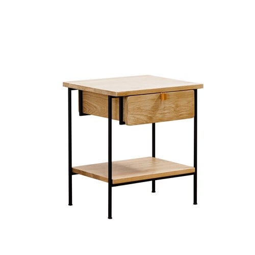 丹麥Tolv Feya 俐落金屬腳方形邊桌(橡木)