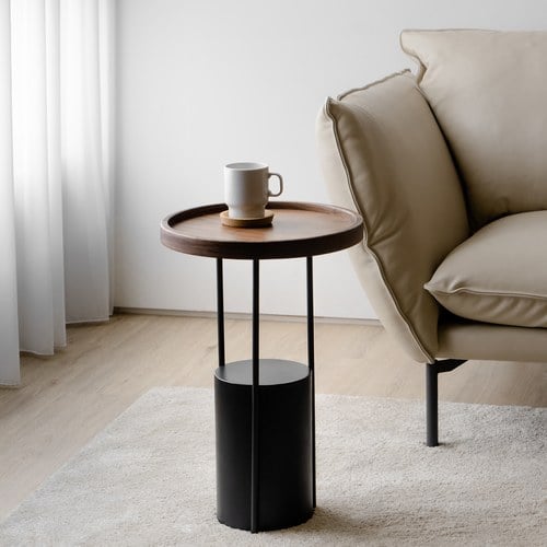 丹麥Tolv Cloch 混凝土柱腳圓形邊桌(胡桃木)