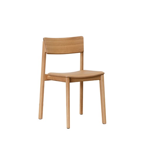 丹麥Tolv Poise典藏實木可堆疊單椅(橡木/皮革椅墊)