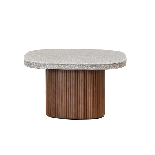 丹麥Tolv 京都園水磨石茶几 (暖灰/深橡木)