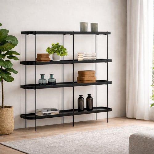 丹麥Tolv Humla 立體邊緣多層置物展架 (黑色、高135 公分)