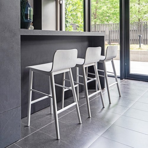 丹麥Tolv Tami 簡約L型高腳吧台椅 (白)