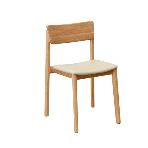 丹麥Tolv Poise典藏實木可堆疊單椅(橡木/米白皮革椅墊)