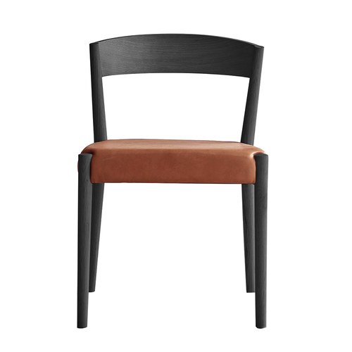 丹麥Tolv 一字靠背單椅 (黑橡木/棕皮革)