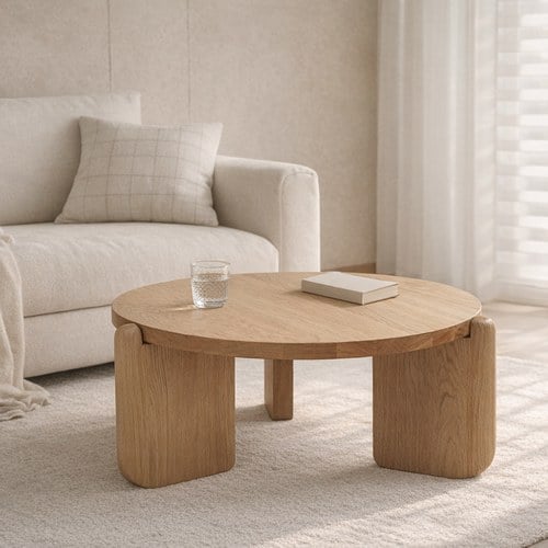 丹麥Tolv 全實木圓形茶几(高35公分)