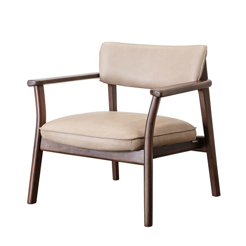 丹麥Tolv Poise扶手實木休閒椅 (橡木/奶茶皮革)