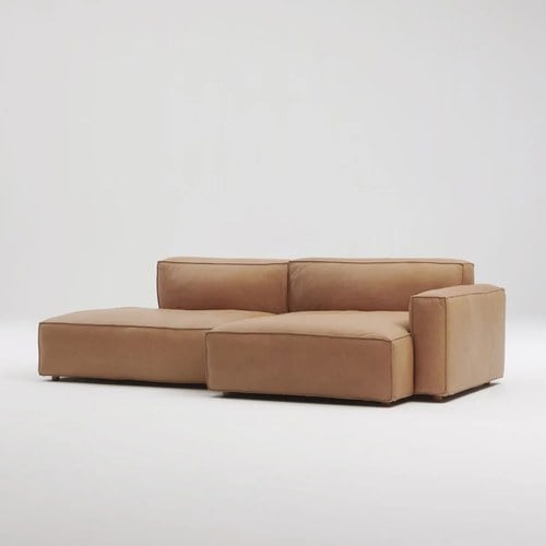 丹麥Tolv Baker積木皮革三人座沙發 (右向、焦糖)