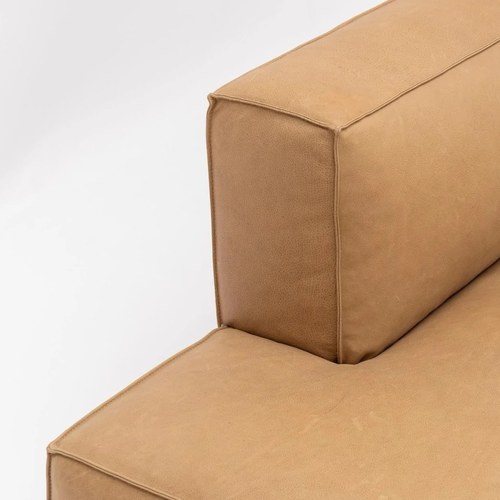 丹麥Tolv Baker積木皮革四人座沙發 (右向、焦糖)