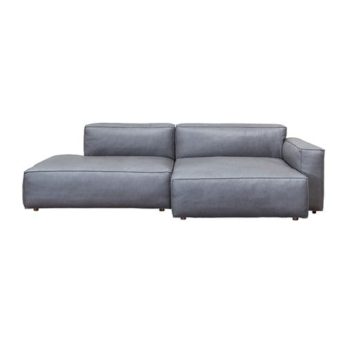 丹麥Tolv Baker積木皮革沙發（右向 鐵灰 ）