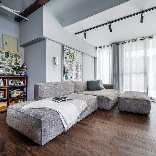 丹麥Tolv Baker積木布面沙發 (右向、混麻深棕)