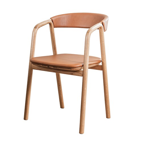 丹麥 Tolv Inlay圓柔扶手單椅 (橡木/皮革)
