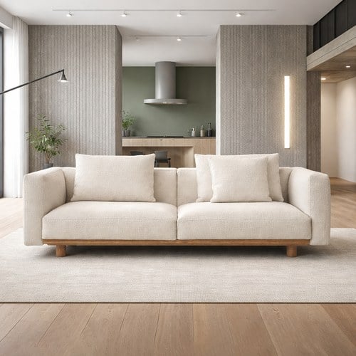 丹麥Tolv Islet 小島布面沙發 (牙白/橡木)