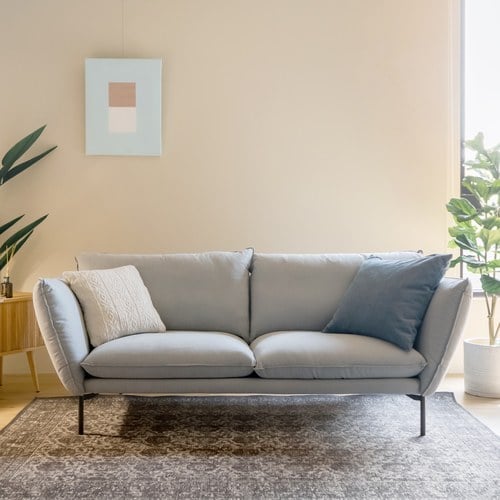 波蘭Sits Hugo金屬腳布面三人沙發 (亮灰G)