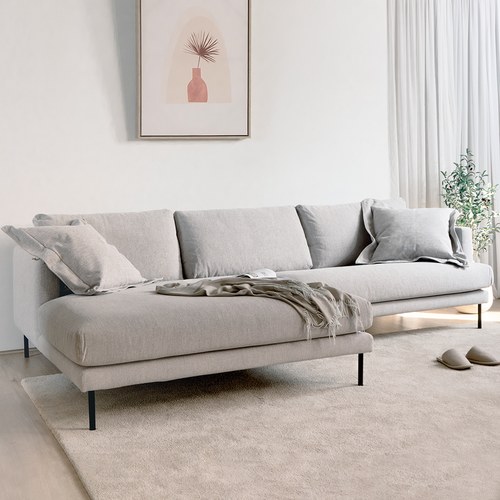 波蘭Sits Britt簡約品格布面左向四人沙發 (淺麻灰B)