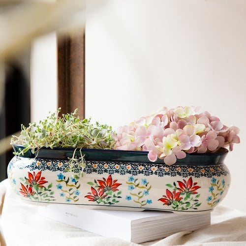 波蘭 Zaklady 紅火花季陶瓷盆栽 (長31公分)