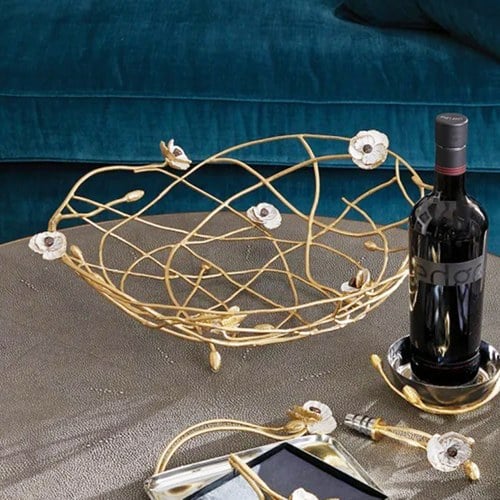 美國MichaelAram 瀲灩銀蓮花枝枒鏤空裝飾托盤