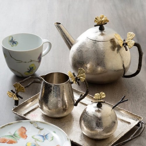 美國MichaelAram 銀杏蝴蝶翅膀圓弧型茶壺